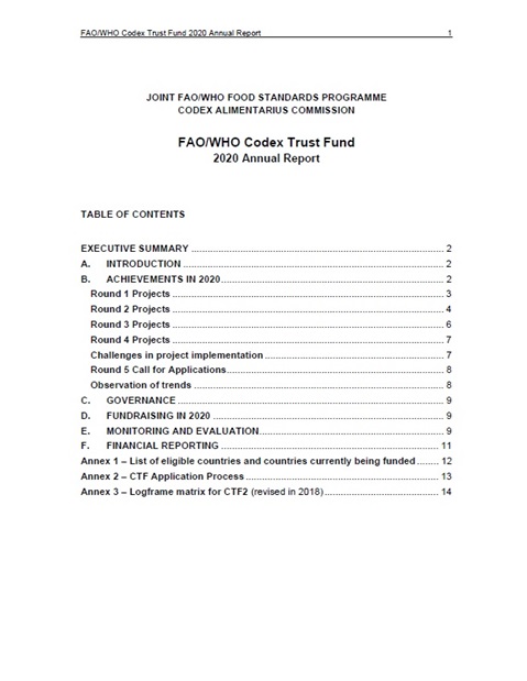 FAO/WHO Codex Trust Fund - 2020 Annual Report