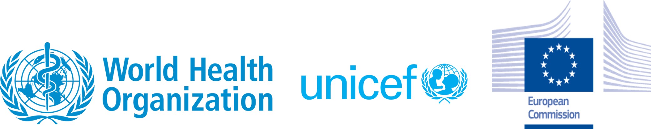 WHO, UNICEF and EU Commission logos