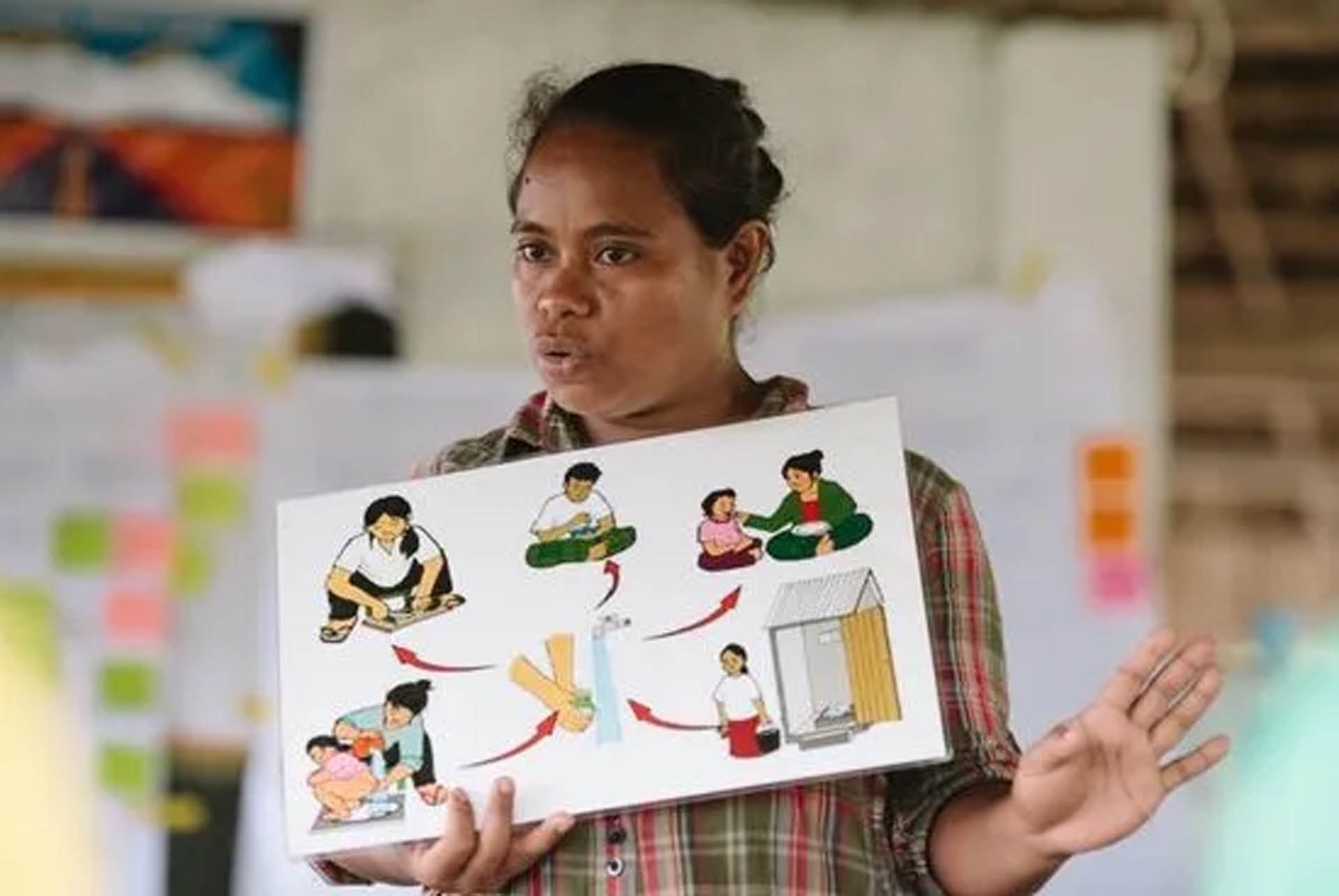 A trainer showing pictures